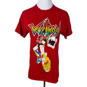 Voltron Men's Red Graphic T-Shirt Defender of the Universe Retro 80s Anime Med